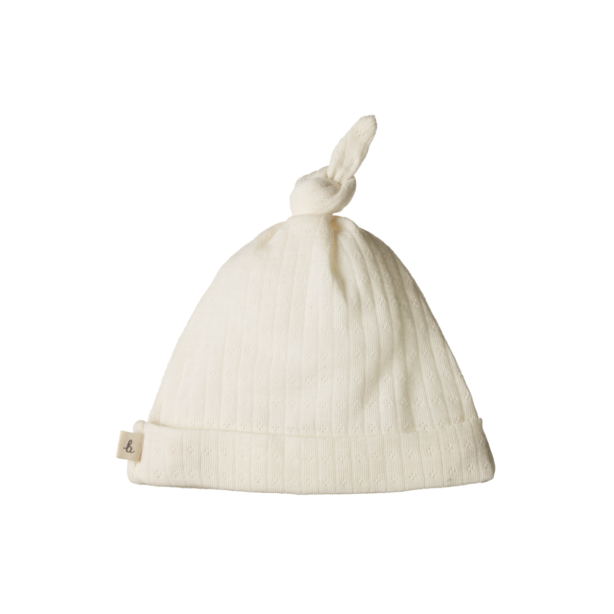 Knotted Beanie Pointelle - Natural