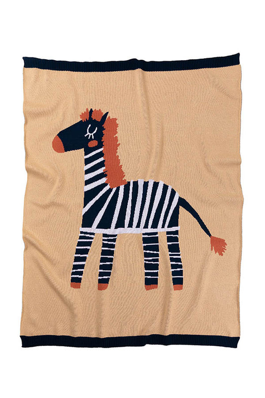 Zebra Baby Blanket - Indigo Caramel