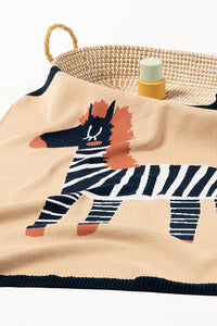 Zebra Baby Blanket - Indigo Caramel