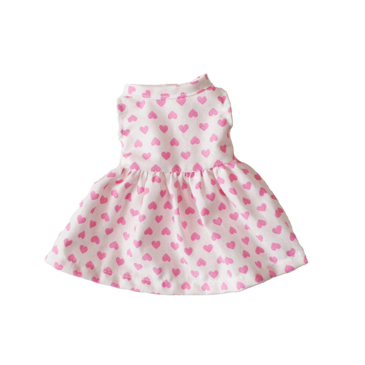Small Doll Dress (20-28cm) - Pink Hearts