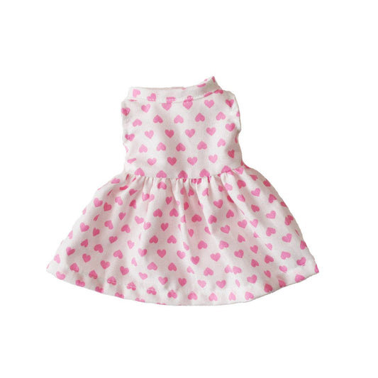 Small Doll Dress (20-28cm) - Pink Hearts