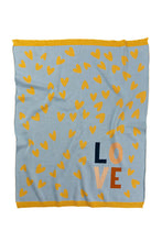 Load image into Gallery viewer, Love Heart Baby Blanket - Blue/Camel
