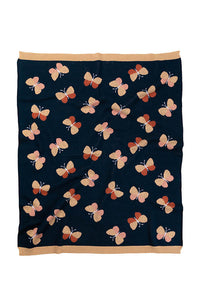 Beau Butterfly Baby Blanket - Indigo/Caramel