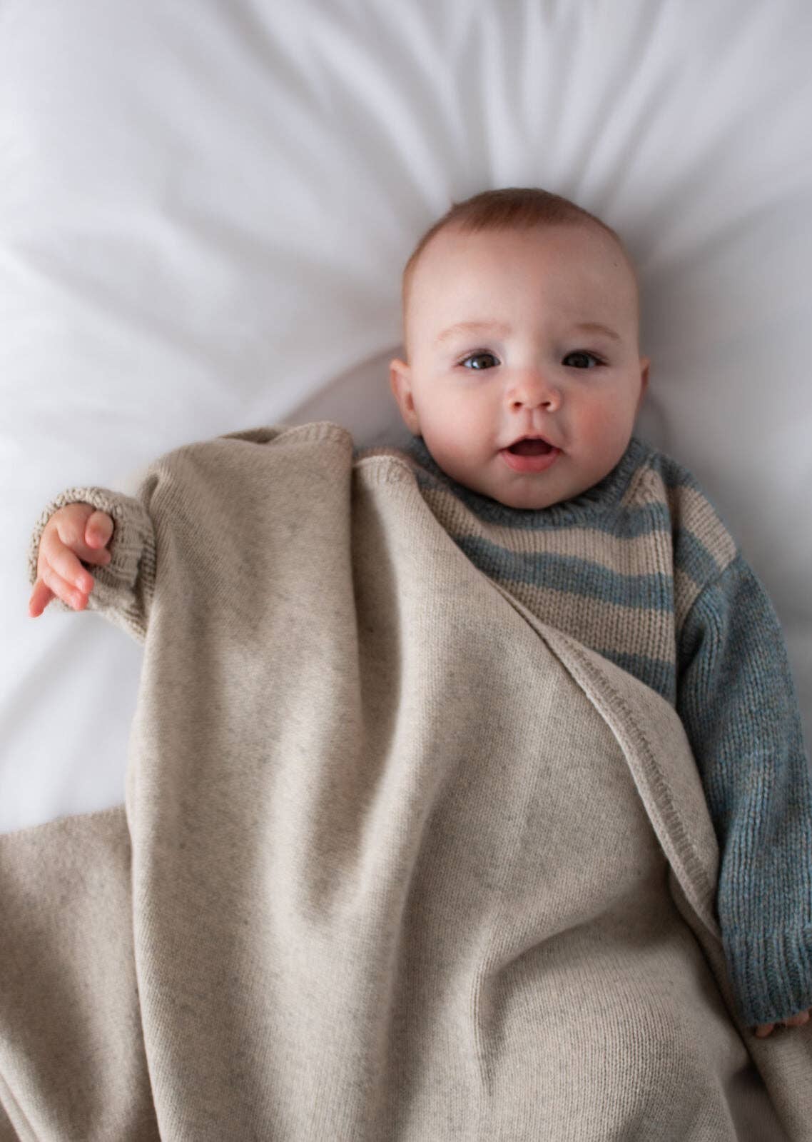 Wool Knit Baby Blanket - Stone Taupe