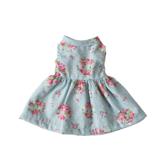 Small Doll Dress (20-28cm) - Blue Rose Floral