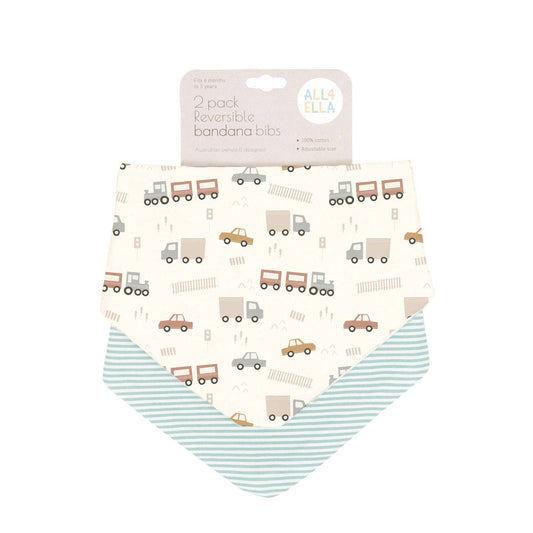 Bandana Bibs 2pk - Blue Trucks