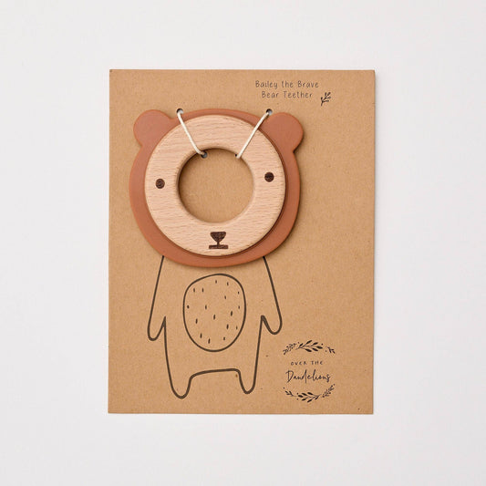 Bailey the Bear Teether Wood + Silicone