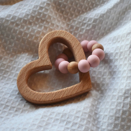 Heart Teether - Rose Blush