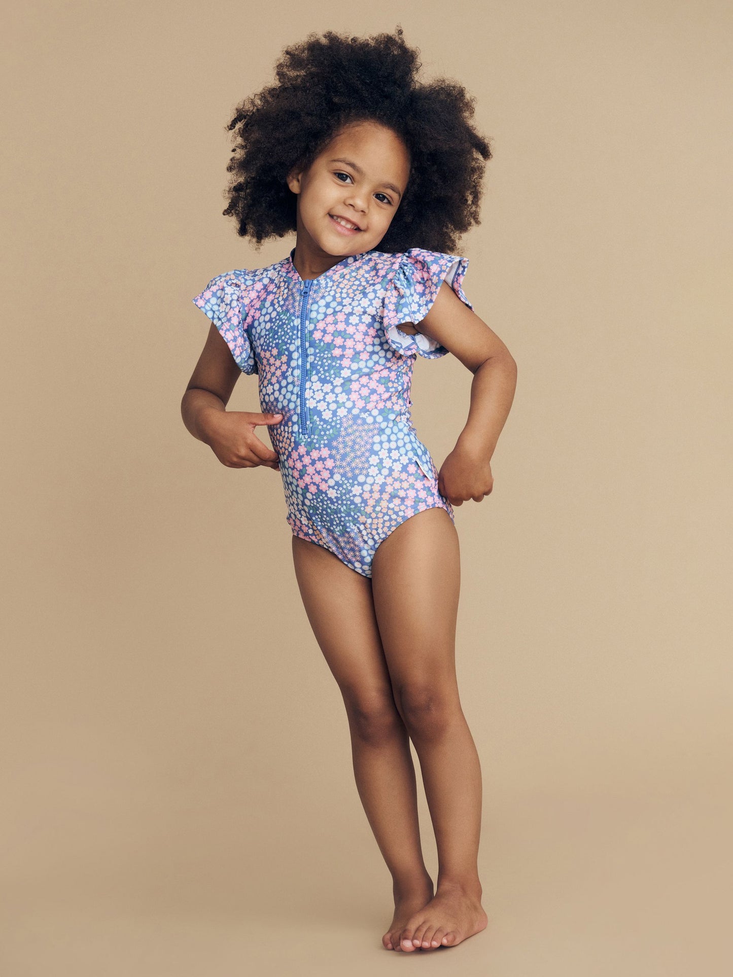 Garden Floral Frill Zip Swimsuit