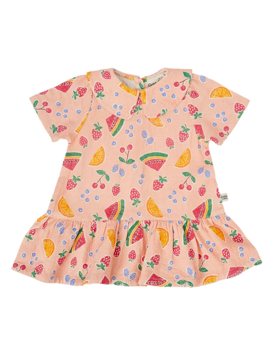 Mila Drop Waist Linen Dress Fruit Salad
