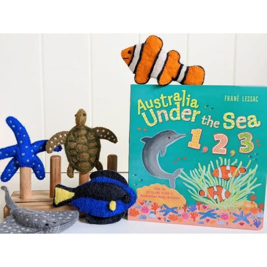 Australia Under The Sea 1,2,3 - Book and Finger Puppet Set