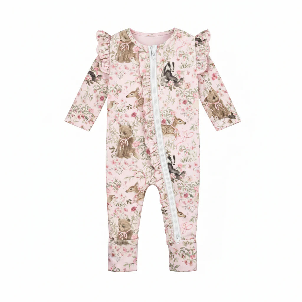 Bamboo Zipsuit - Baby Animals