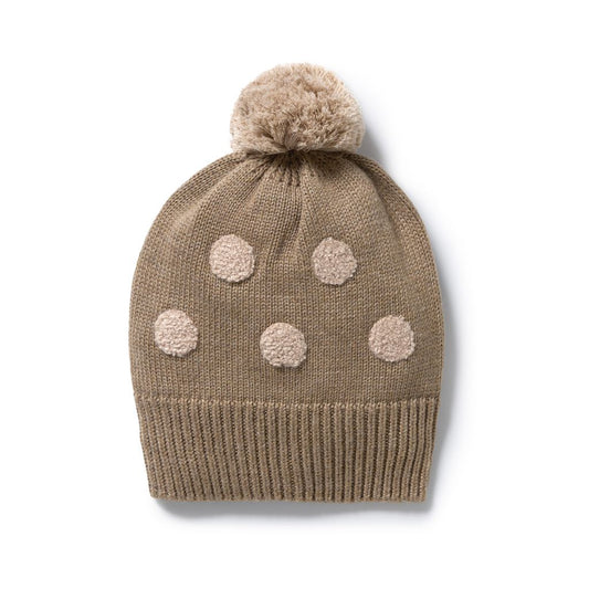 Chestnut Organic Knitted Bauble Hat