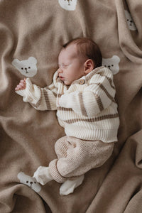 Bear Knitted Blanket - Cashew Marle