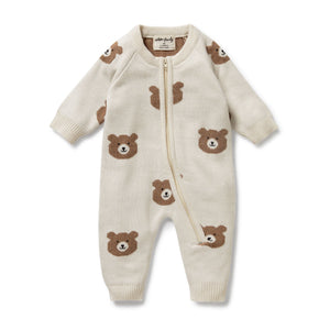 Beary Cute Organic Knitted Jacquard Growsuit
