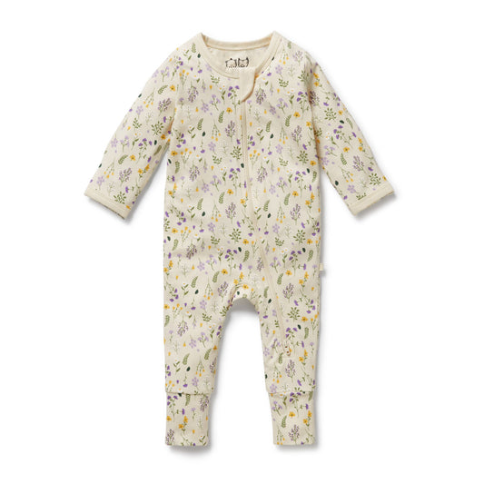 Bella Floral Organic Zipsuit with Feet