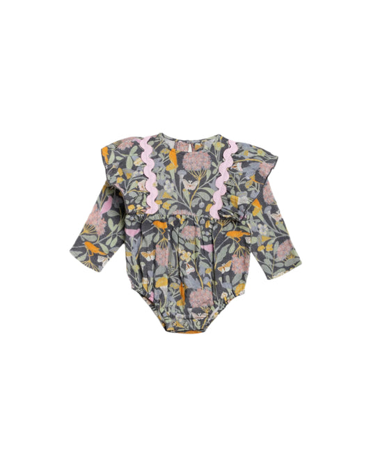 Elenora Playsuit - Navy Bird Flower