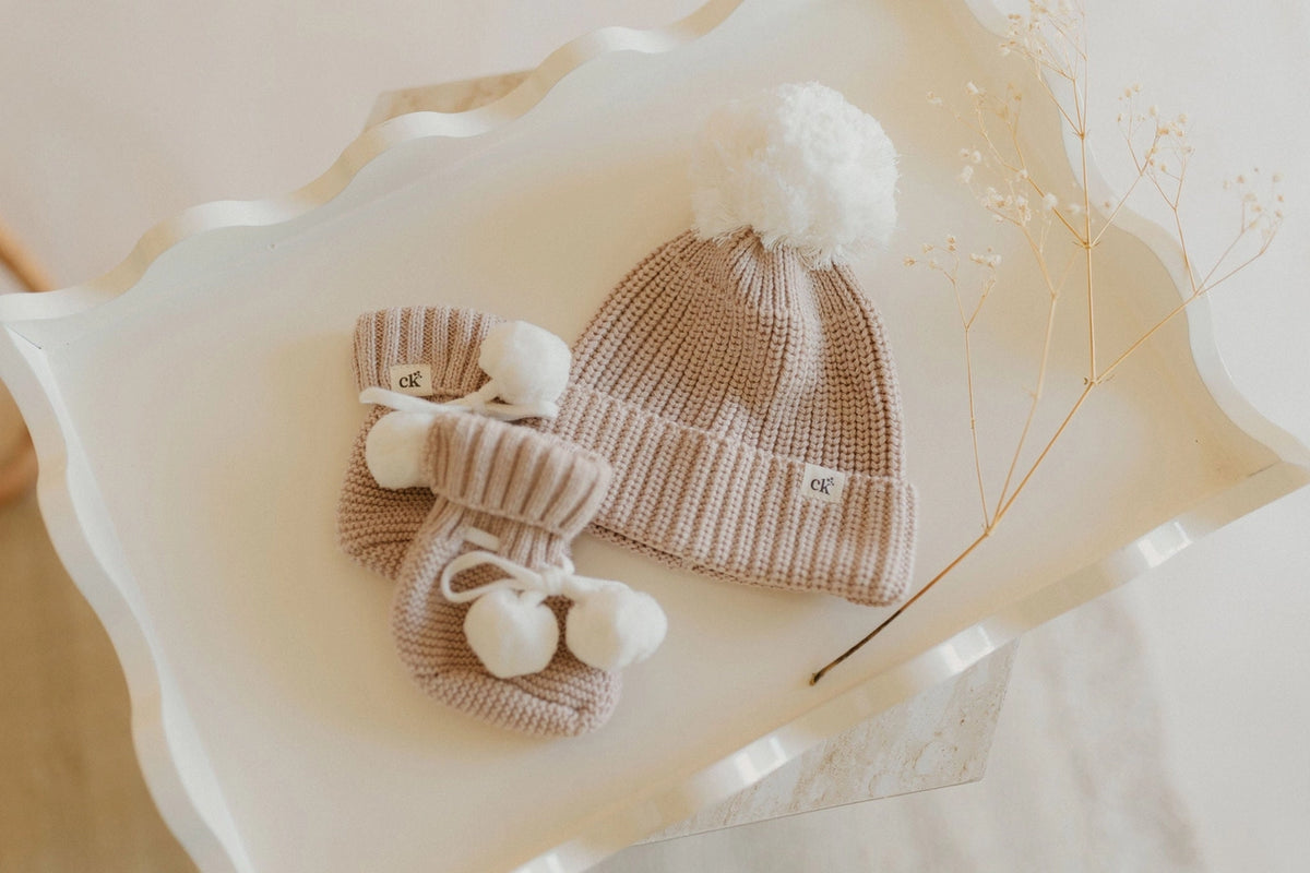 Baby Knit Beanie - Biscotti
