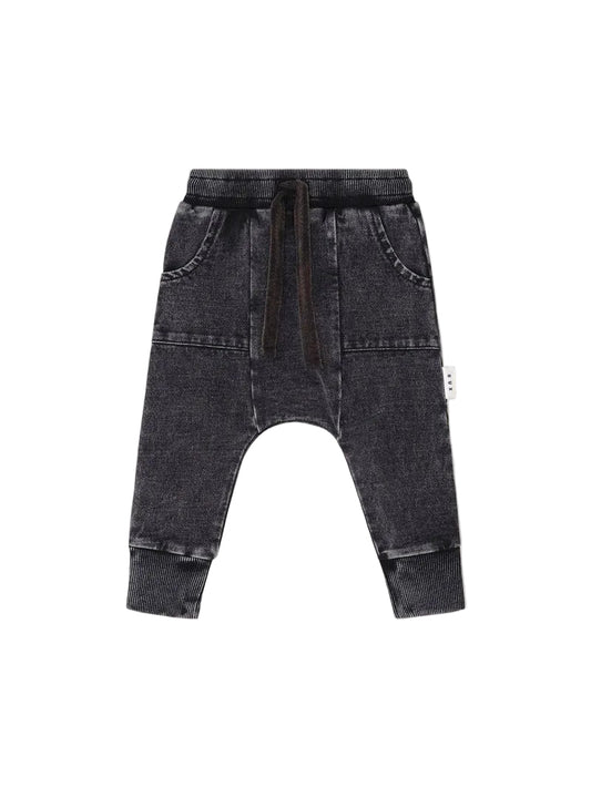 Black Knit Denim 5 Pocket Pant