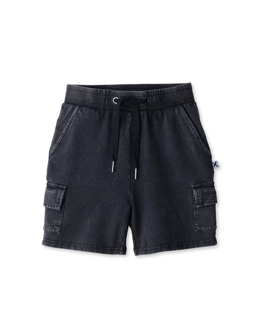 Minti Blasted Deluxe Cargo Short - Black Wash