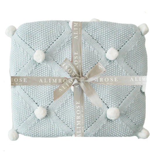 Pom Pom Baby Blanket - Blue