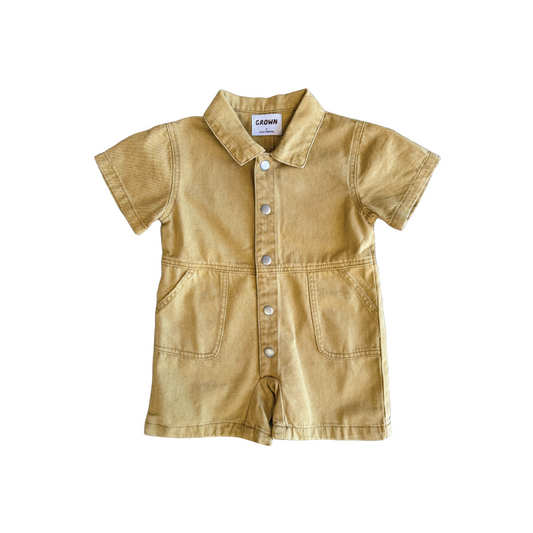 Organic Summer Short Boilersuit - Mustard
