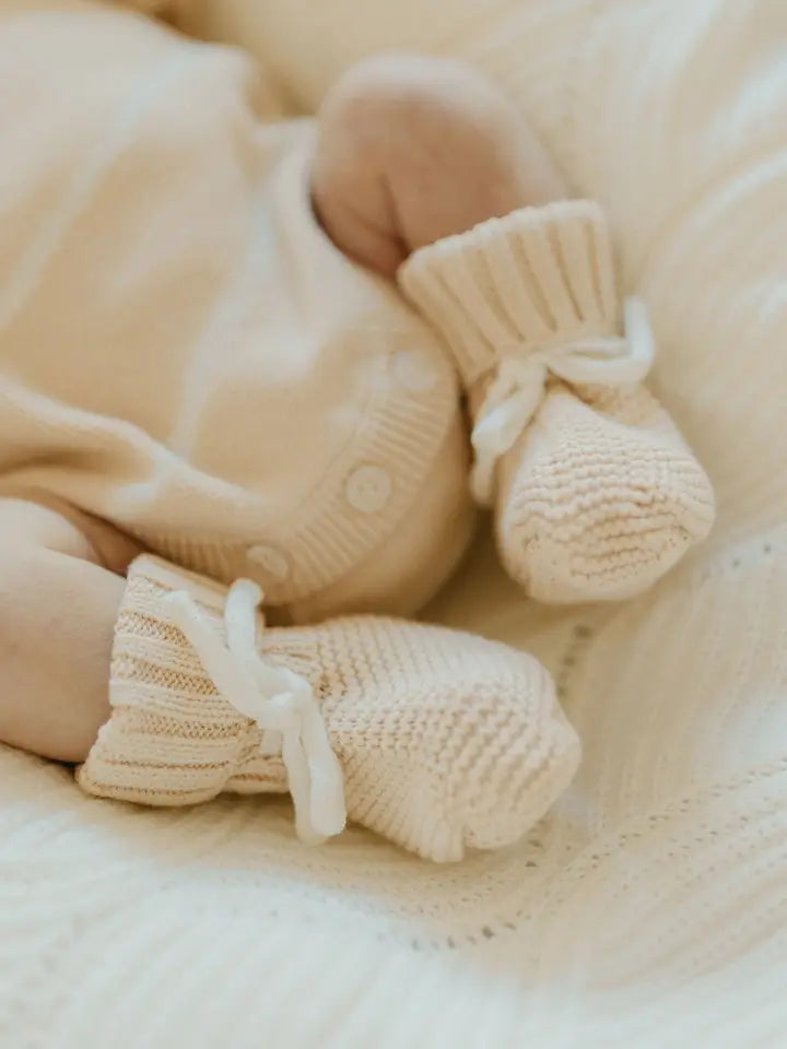 Baby Knit Booties - Sand