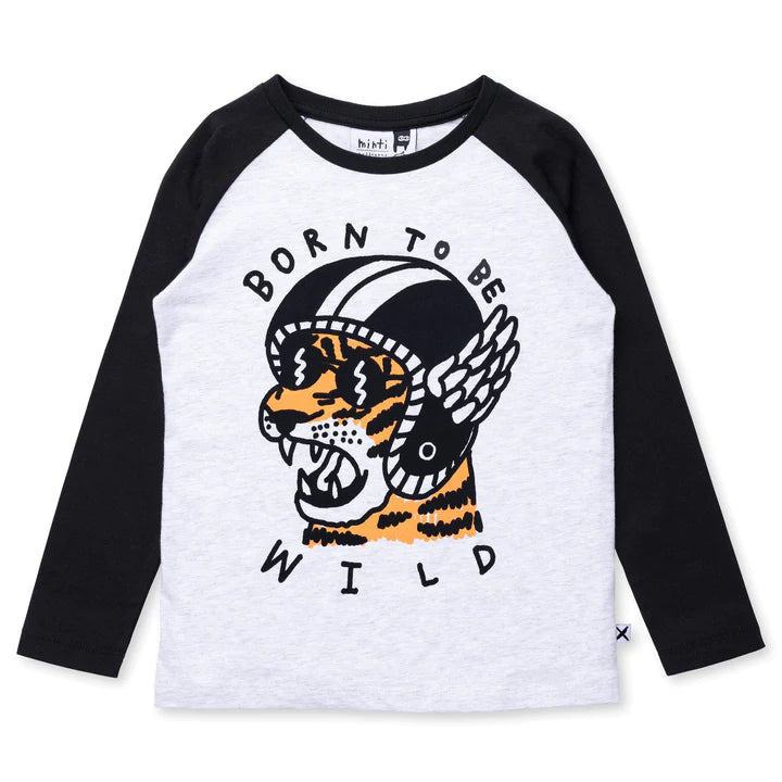 Born To Be Wild Tee - White Marle/Black