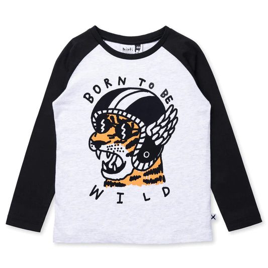 Born To Be Wild Tee - White Marle/Black