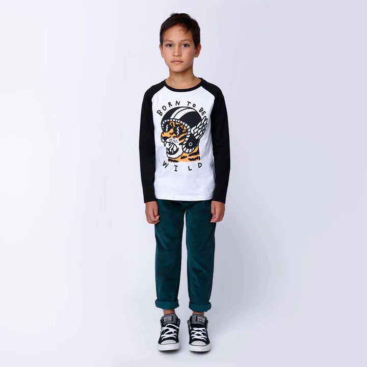 Born To Be Wild Tee - White Marle/Black