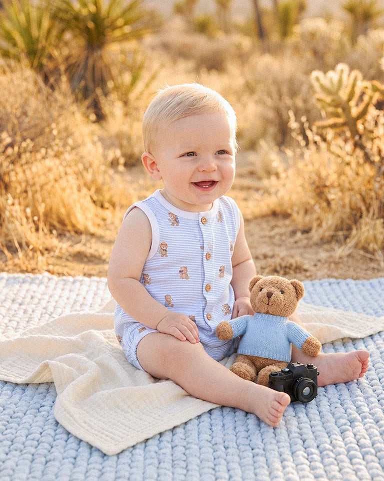 Brady Stripe Organic Button Up Bodysuit