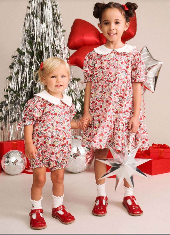 Festive Floral Frill Collar Bubble Romper