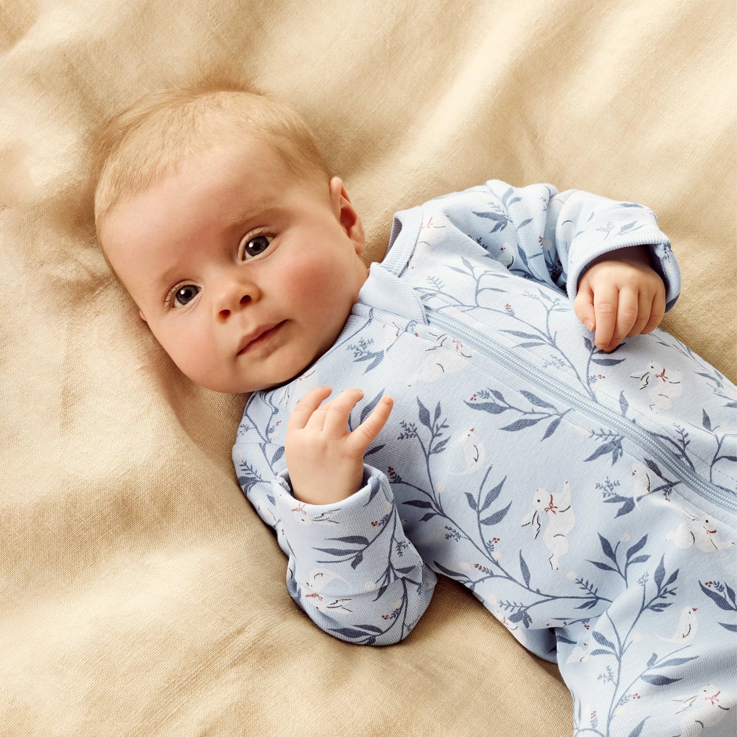 Organic Zipsuit with Feet - Bunny Whistle
