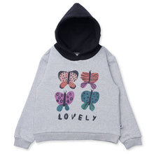 Load image into Gallery viewer, Lovely Butterflies Furry Hood - Grey Marle/Black
