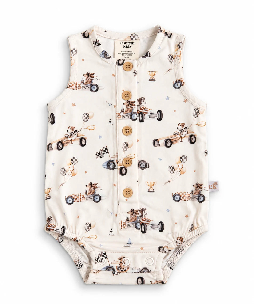 Button-up Romper - Pup Racer