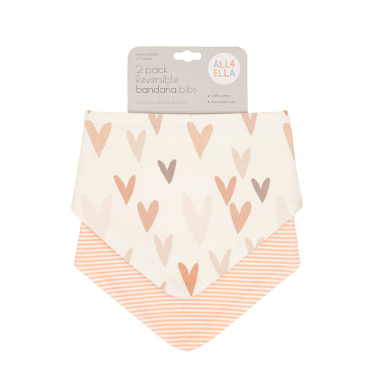 Bandana Bibs 2pk - Hearts