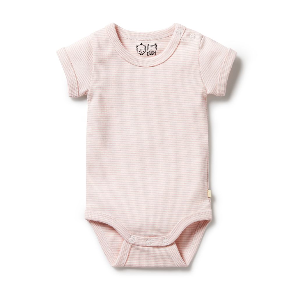 Organic Stripe Rib Bodysuit - Cantaloupe