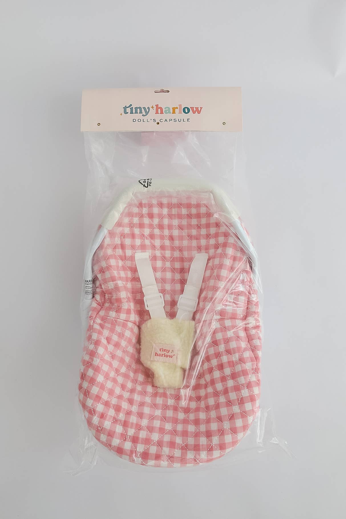 Tiny Harlow Dolls Car Seat Capsule - Pink Gingham