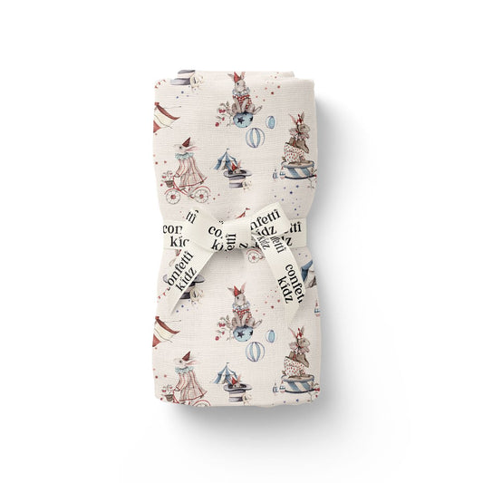Organic Muslin Swaddle - Circus Bunnies
