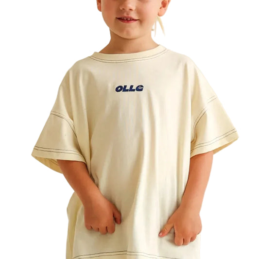 Contrast Stitch Tee - Ecru