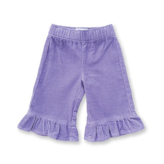 Organic Frill Cord Pant - Iris