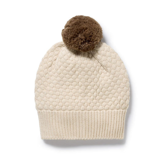 Cream Organic Knitted Bubble Hat