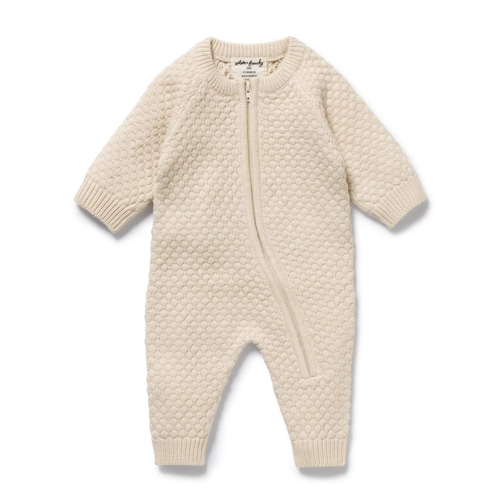 Cream Organic Knitted Bauble Growsuit