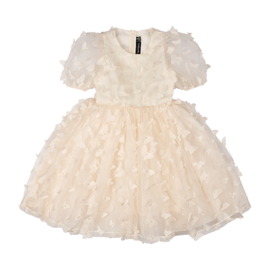 Cream Butterfly Tulle Party Dress