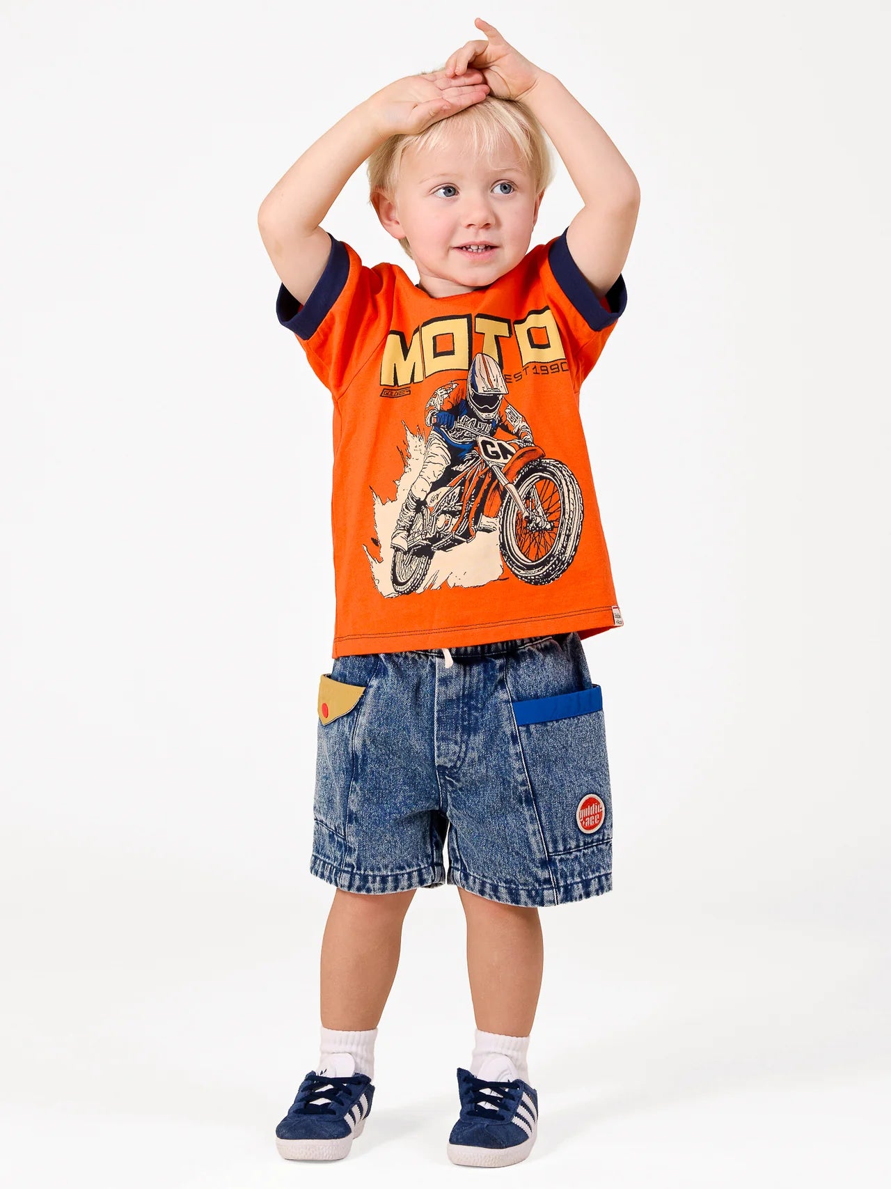 Colour Block Vintage Denim Shorts