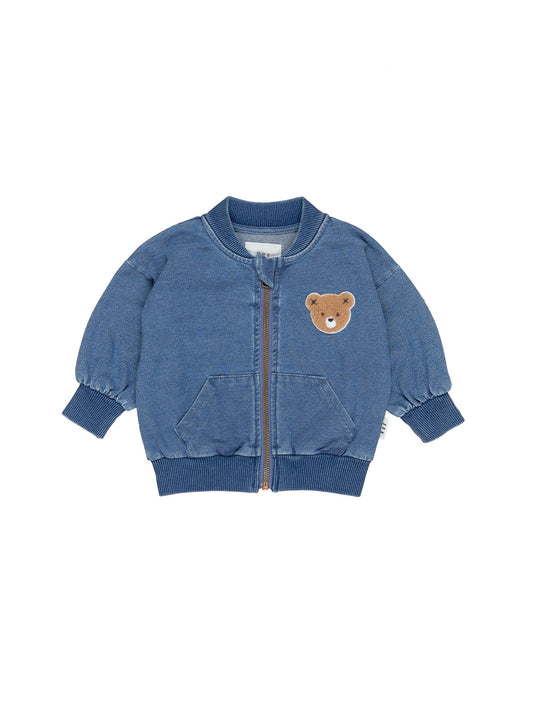 Hux Bear Knit Denim Bomber Jacket