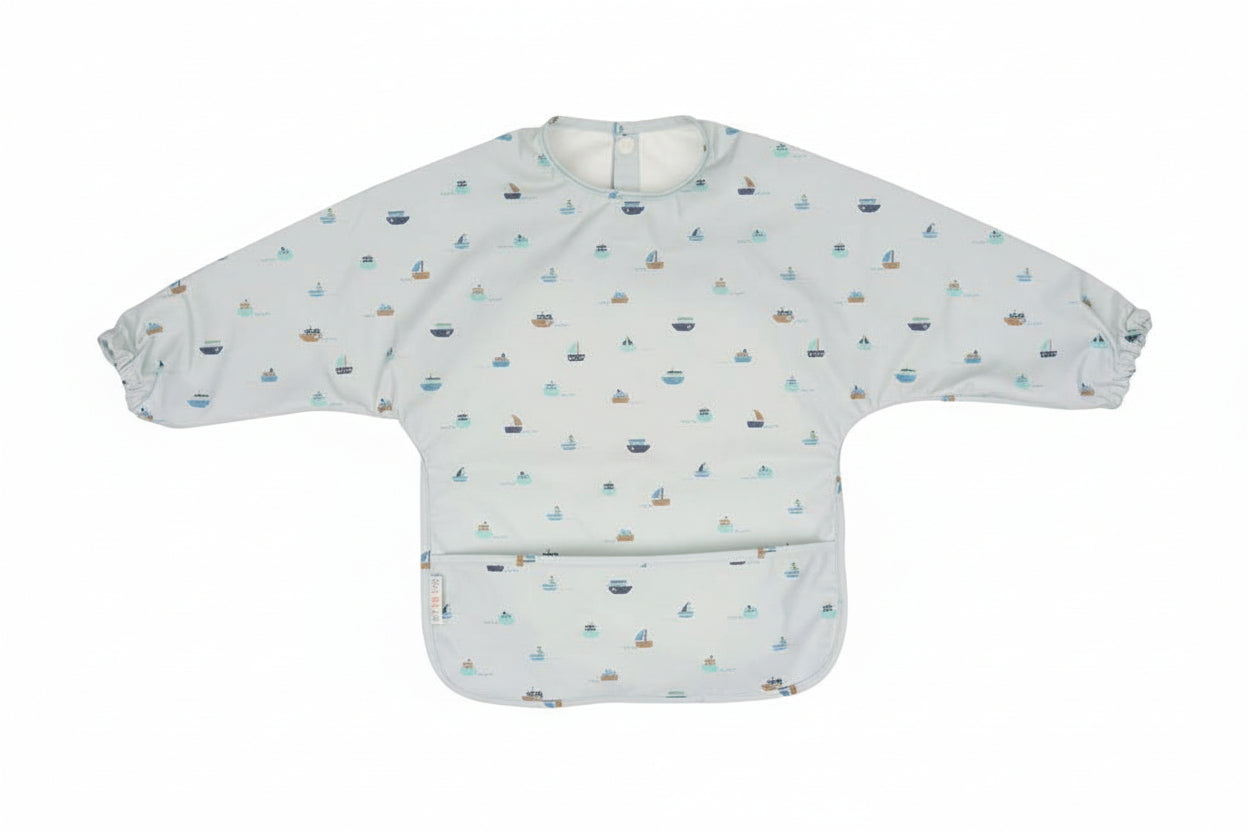 Recycled Long sleeve Bib - Sail Boats