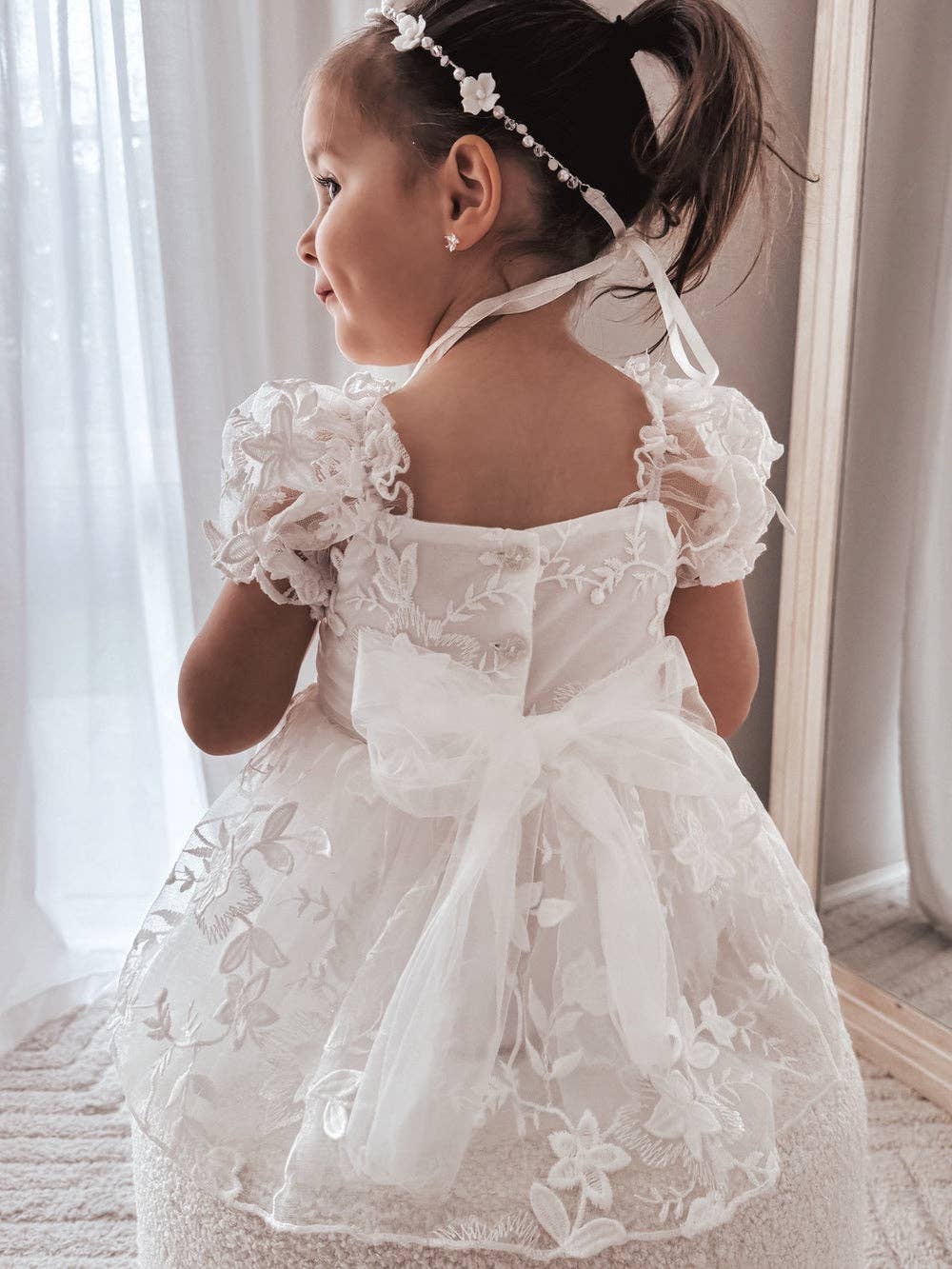 Petal White Embroidered Baby Dress