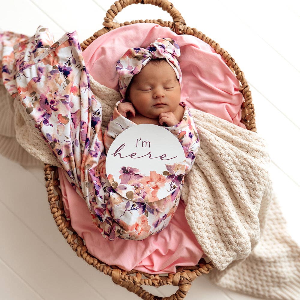 Blushing Beauty Organic Jersey Wrap & Topknot Set