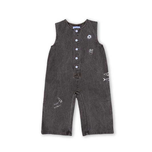Fishy Business Denim Jumpsuit - Ash